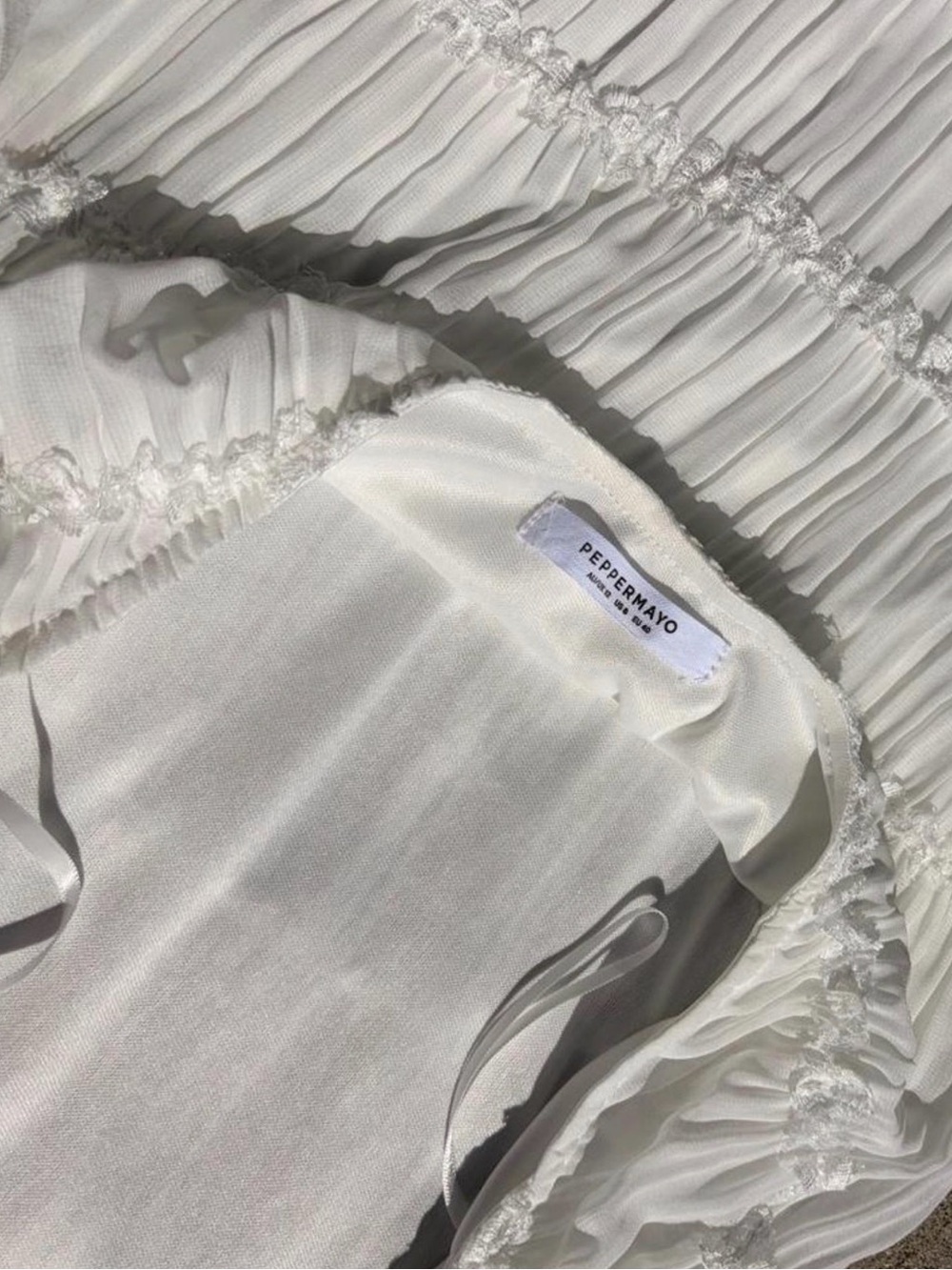 Peppermayo White Halter Ruffle Mini Dress 8 - Picture 4 of 6